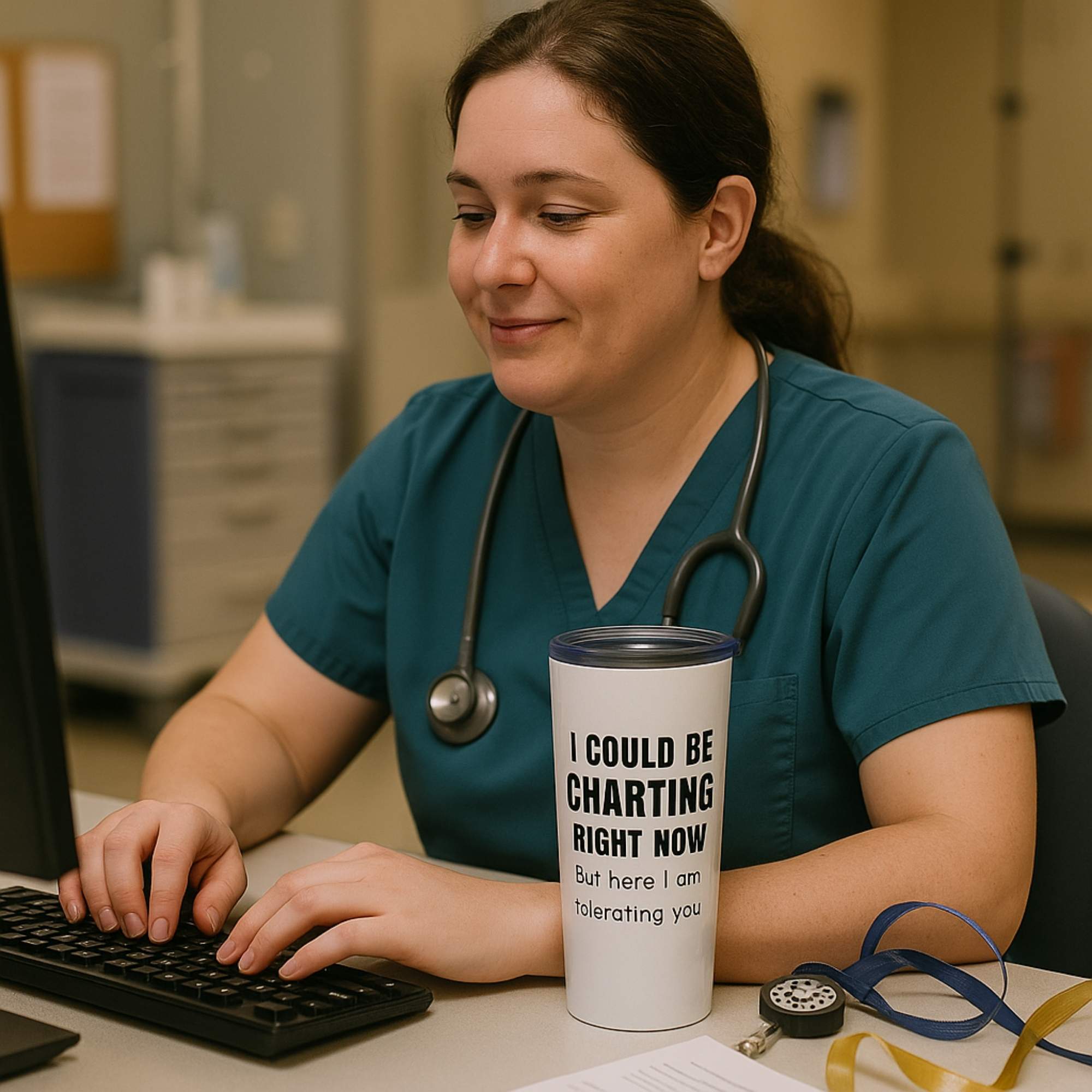 🧾 I Could Be Charting Right Now – 20oz Nurse Tumbler