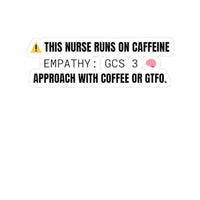 Nurse Caffeine Stickers, Funny Nurse Gift, Healthcare Humor Decal, Coffee Lover Sticker, Nurse Appreciation Gift