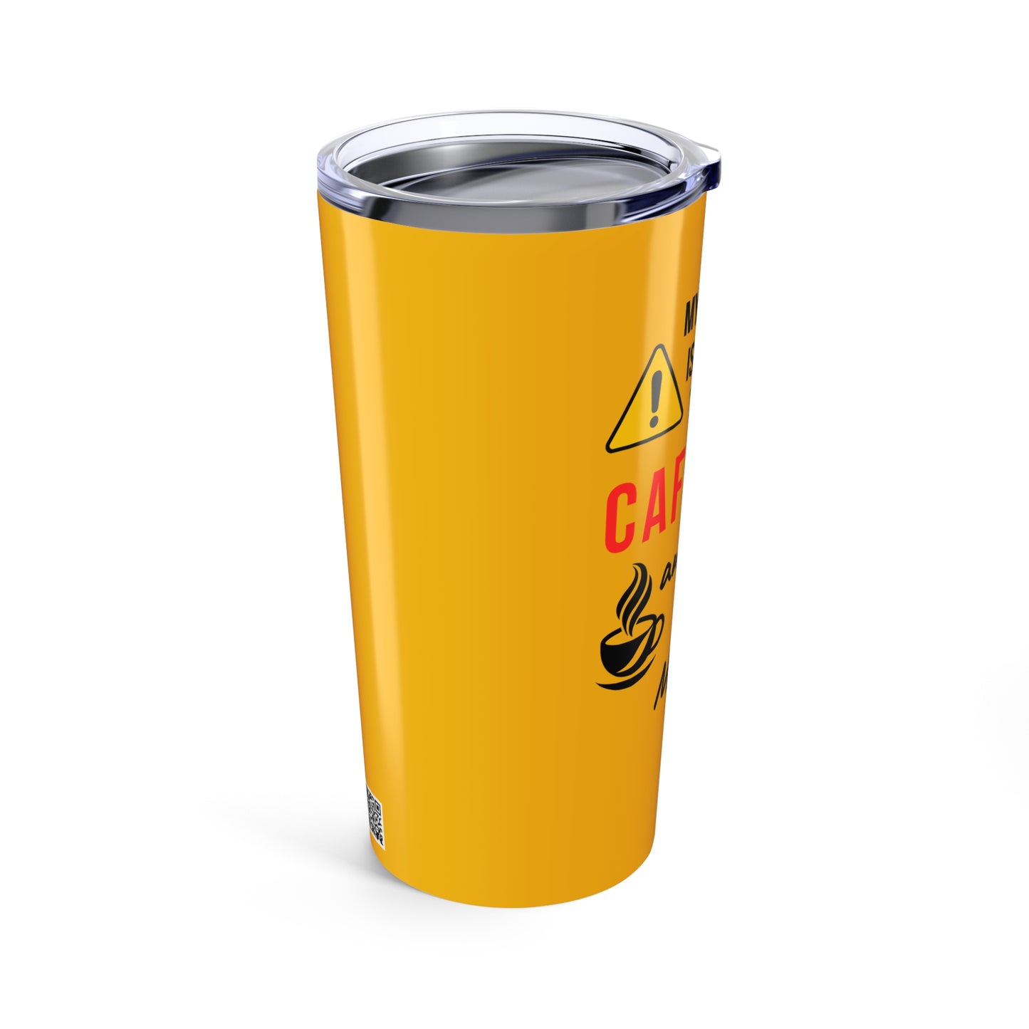 Funny 20oz stainless nurse tumbler with quote “Caffeine and Crying in the Med Room,” held by nurse mid-breakdown during a 12-hour shift