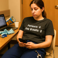 🚽 Patients: 5. Pee Breaks: 0 | Nurse Shift Tee