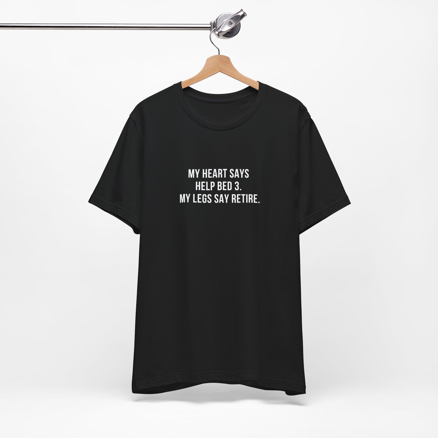 Black burnout nurse shirt on hanger with sarcastic PTO quote