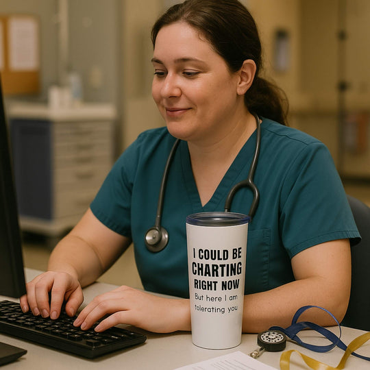 🧾 I Could Be Charting Right Now – 20oz Nurse Tumbler
