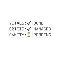 ⏳ Vitals: Done. Crisis: Managed. Sanity: Pending. Sticker