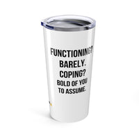 🪡 Held Together by Caffeine & Breakdown | White 20oz Nurse Tumbler