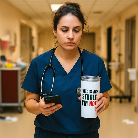 🧠 Vitals Stable. I’m Not. | 20oz Nurse Meltdown Tumbler