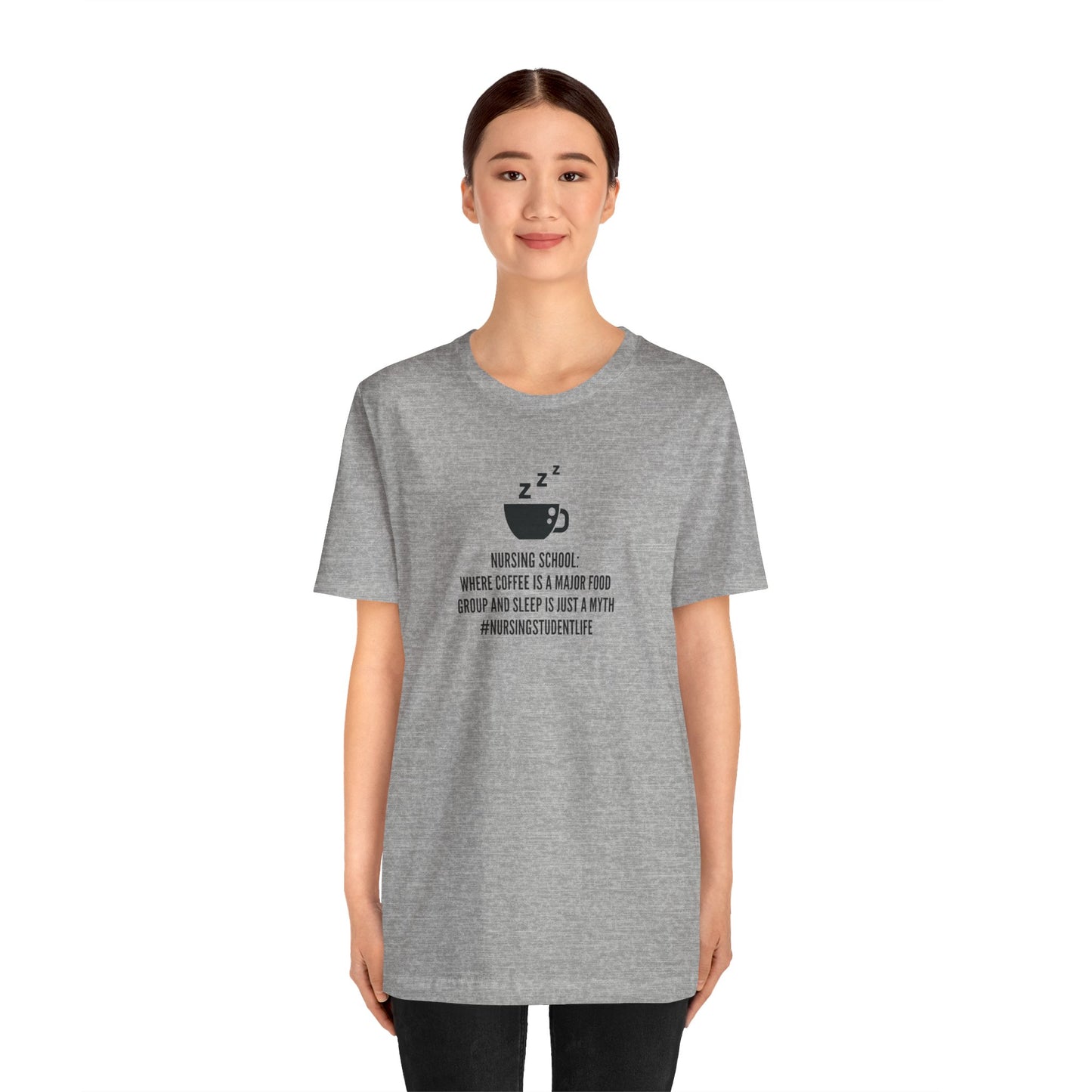 Nursing School Humor Tee - Coffee Lover's Essential, Sleep's Greatest Myth