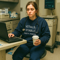 🩺 Vitals Stable. Sanity Pending. | Nurse Burnout Sweatshirt