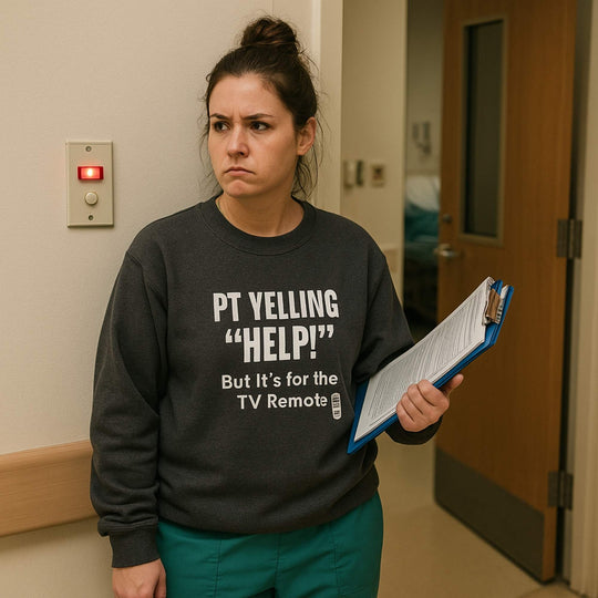 📺 PT Yells “HELP!” — It’s the TV Remote | Nurse Burnout Sweatshirt