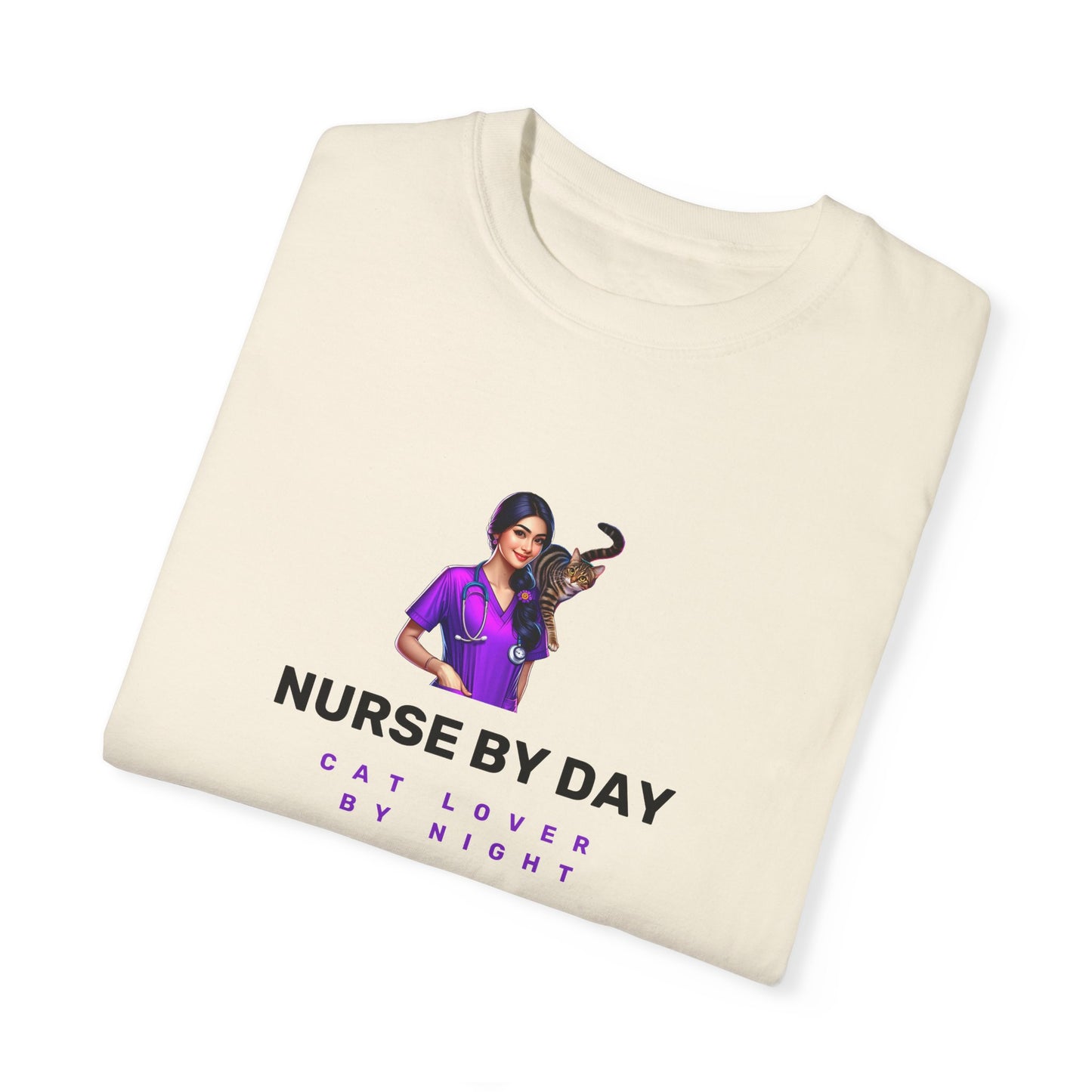 👩‍⚕️🐱 “Nurse by Day, Cat Lover by Night” T-Shirt 👩‍⚕️🌜