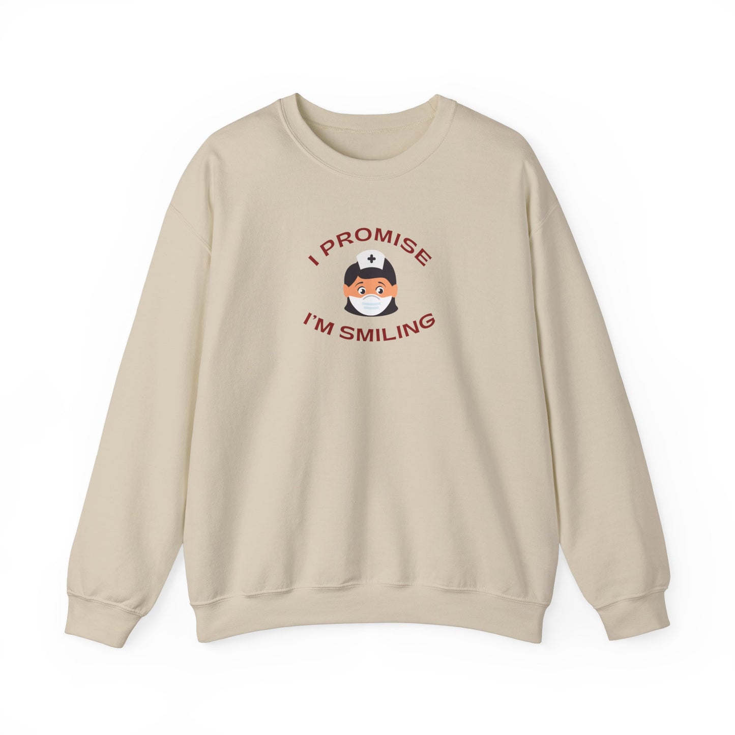 Masked Nurse Sweatshirt – ‘I Promise, I’m Smiling’ – Humor and Comfort for Healthcare Heroes! 😷✨