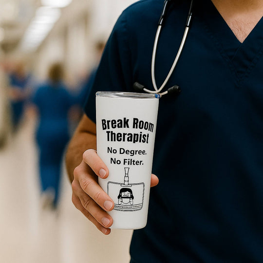 🧠 Break Room Therapist | No Degree. No Filter. | 20oz Nurse Tumbler