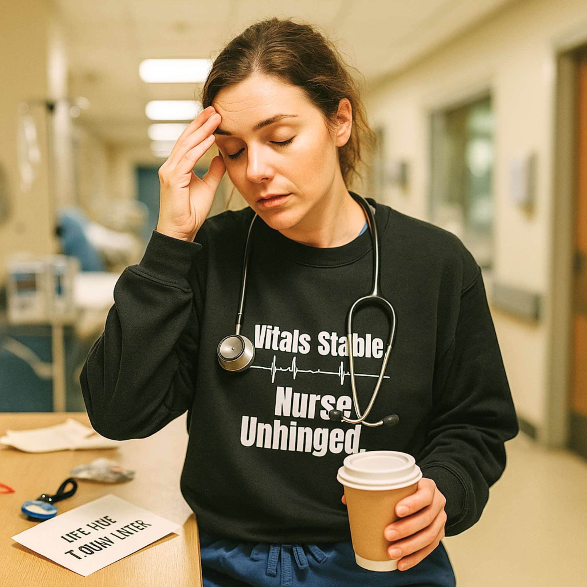 🧠 Vitals Stable. Nurse Unhinged. | Burnout Sweatshirt