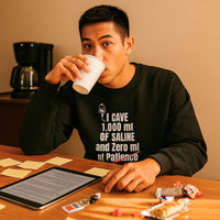 💉 1,000 ml Saline. Zero Patience. | Nurse Burnout Sweatshirt