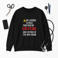 ⚠️ “Held Together by Caffeine & Crying ⚕️ | Ultimate Burnout Nurse Sweatshirt”