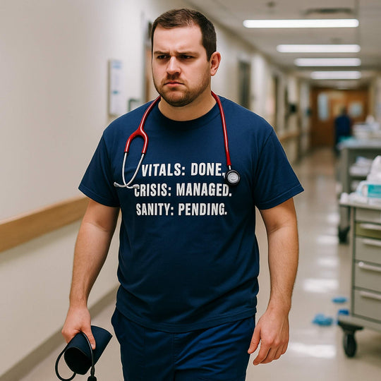 🩺 Vitals: Crisis. Sanity: Optional. | Nurse Shift Tee