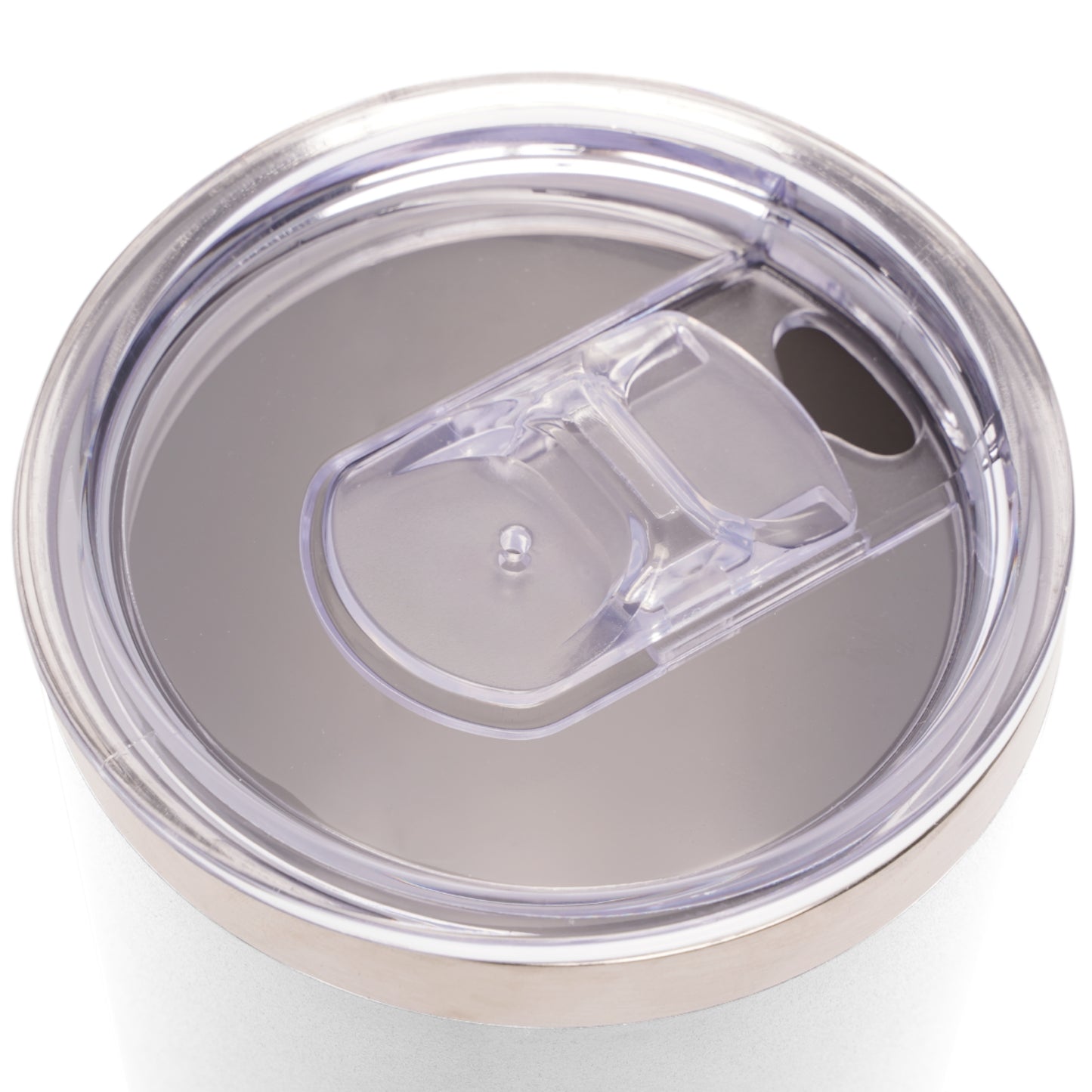 Clear lid of the “Coffee First, Chart Later” tumbler shown for detail and function.