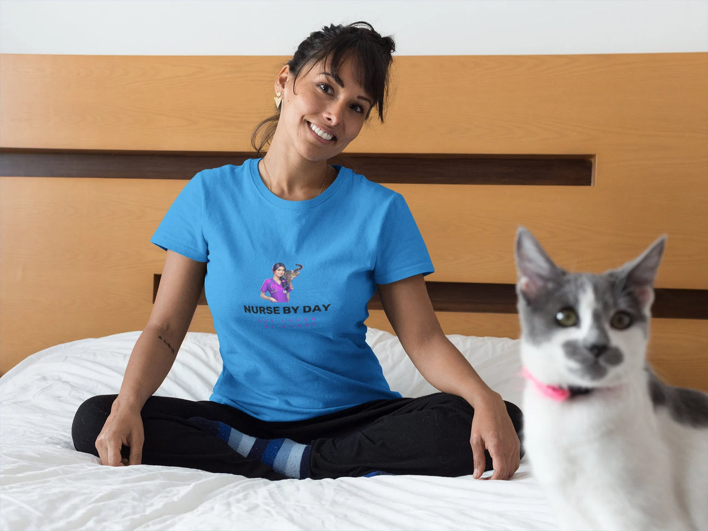 👩‍⚕️🐱 “Nurse by Day, Cat Lover by Night” T-Shirt 👩‍⚕️🌜