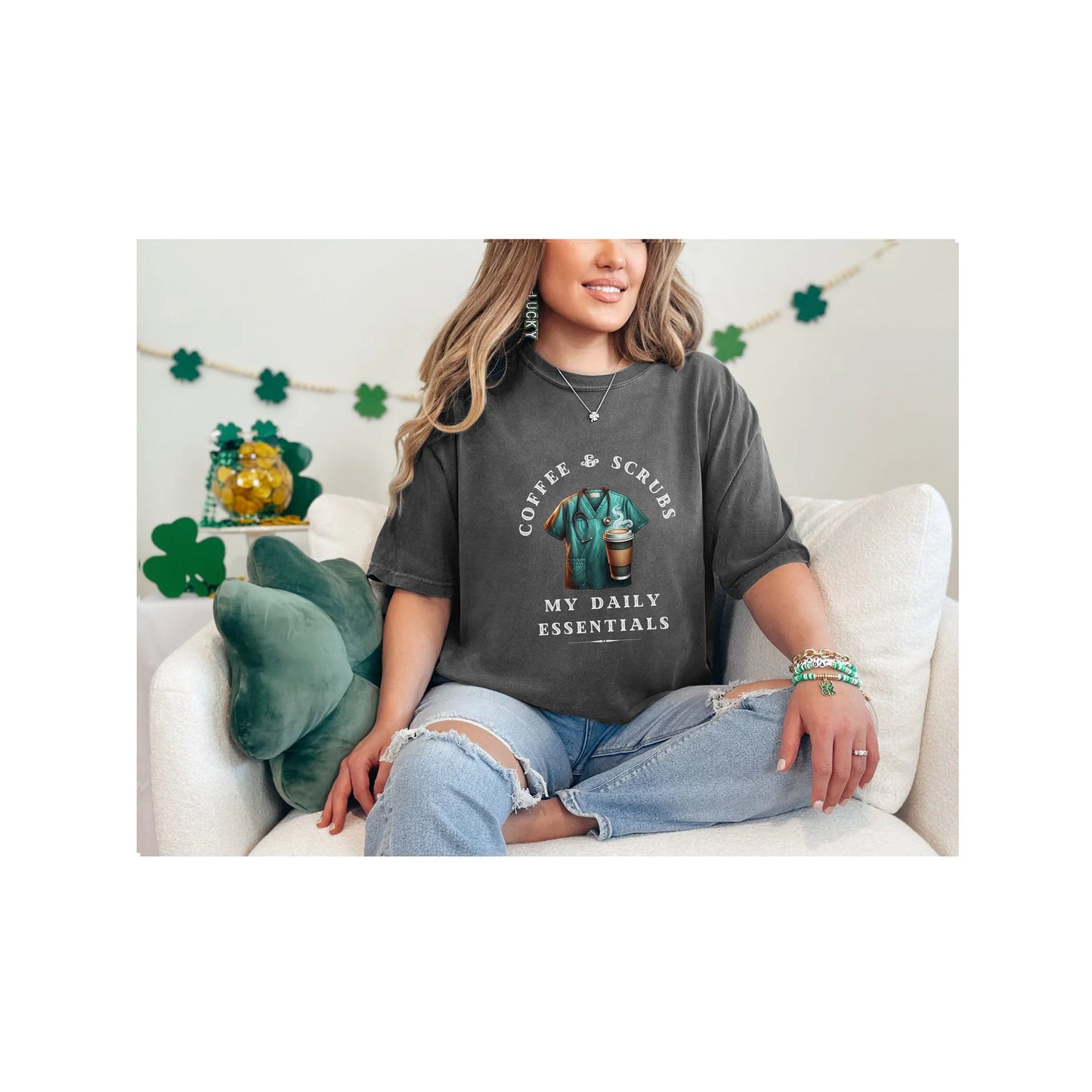 👩‍⚕️☕ “Coffee &amp; Scrubs: Daily Essentials” T-Shirt 👩‍⚕️💉