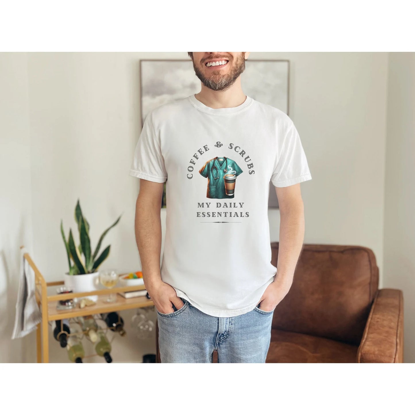 👩‍⚕️☕ “Coffee &amp; Scrubs: Daily Essentials” T-Shirt 👩‍⚕️💉