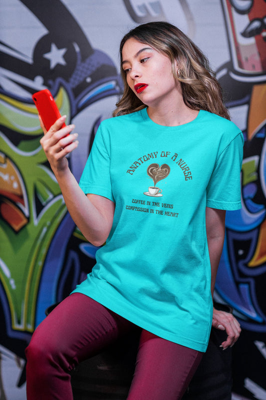 Anatomy of a Nurse: Coffee in the Veins, Compassion in the Heart – Funny Nurse Shirt ☕❤️