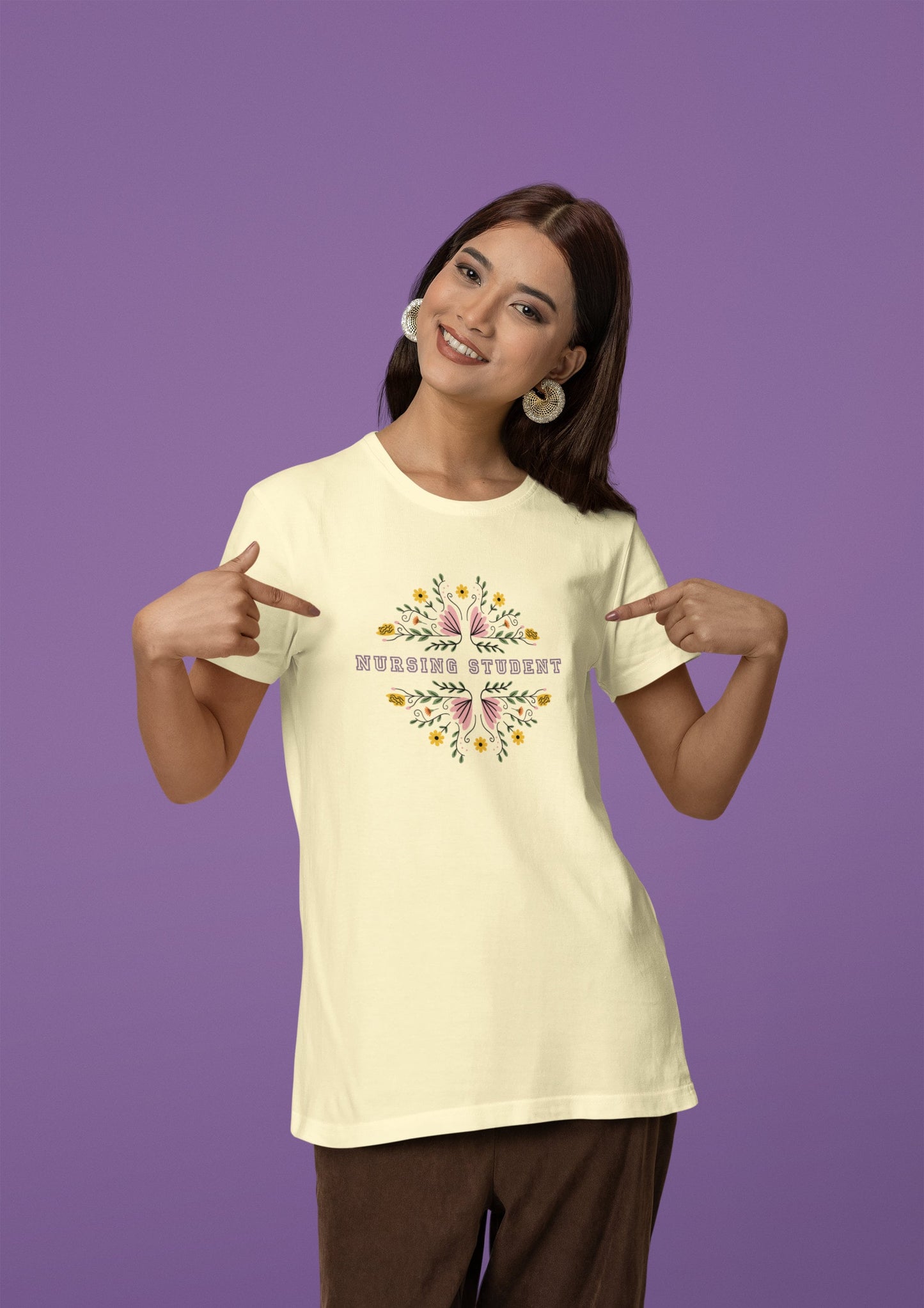 Floral Nursing Student T-shirt