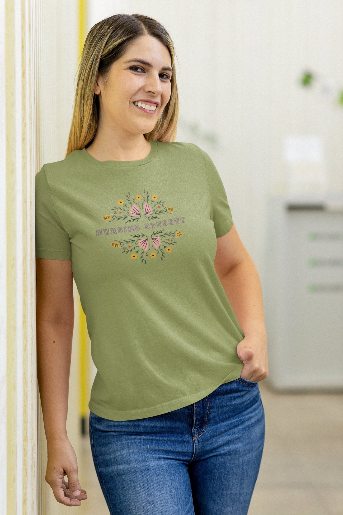 Floral Nursing Student T-shirt