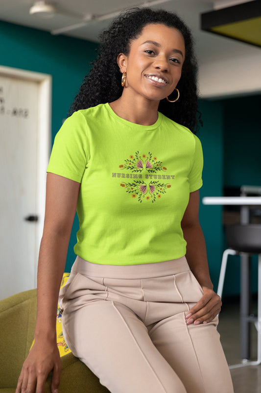 Floral Nursing Student T-shirt