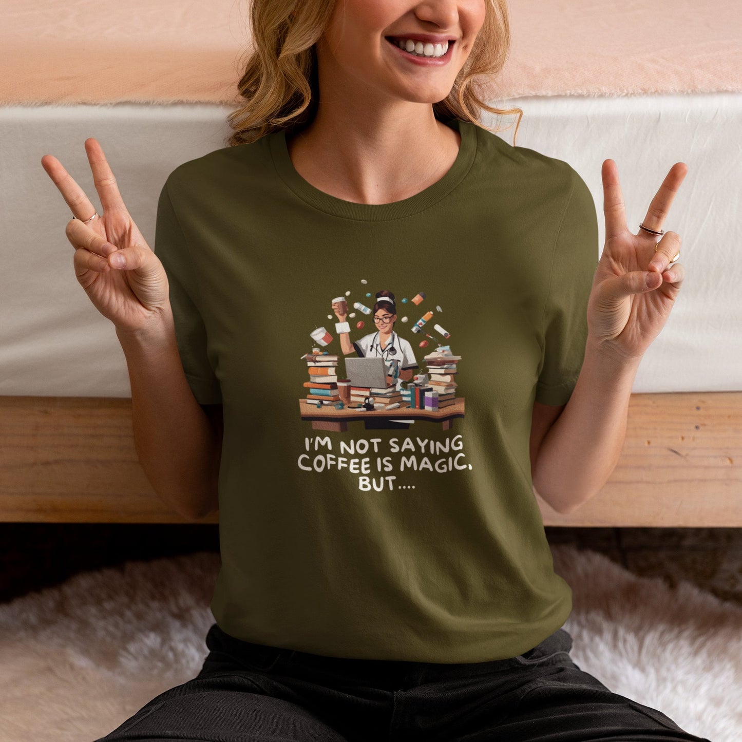 Funny Nursing Student T-Shirt | Coffee Magic | Juggling School Chaos