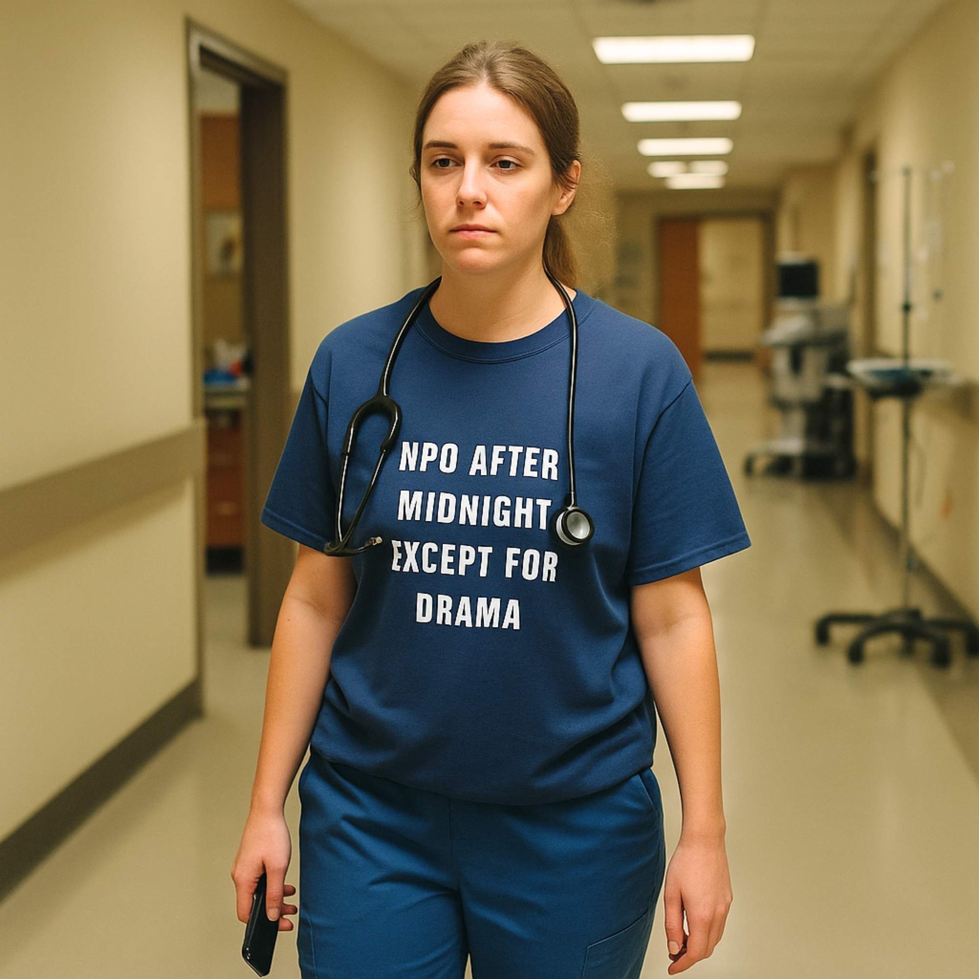 NPO After Midnight Except for Drama Nurse Shirt | Funny RN ER ICU Humor Tee | Bedside Nurse Life Gift