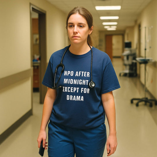 NPO After Midnight Except for Drama Nurse Shirt | Funny RN ER ICU Humor Tee | Bedside Nurse Life Gift