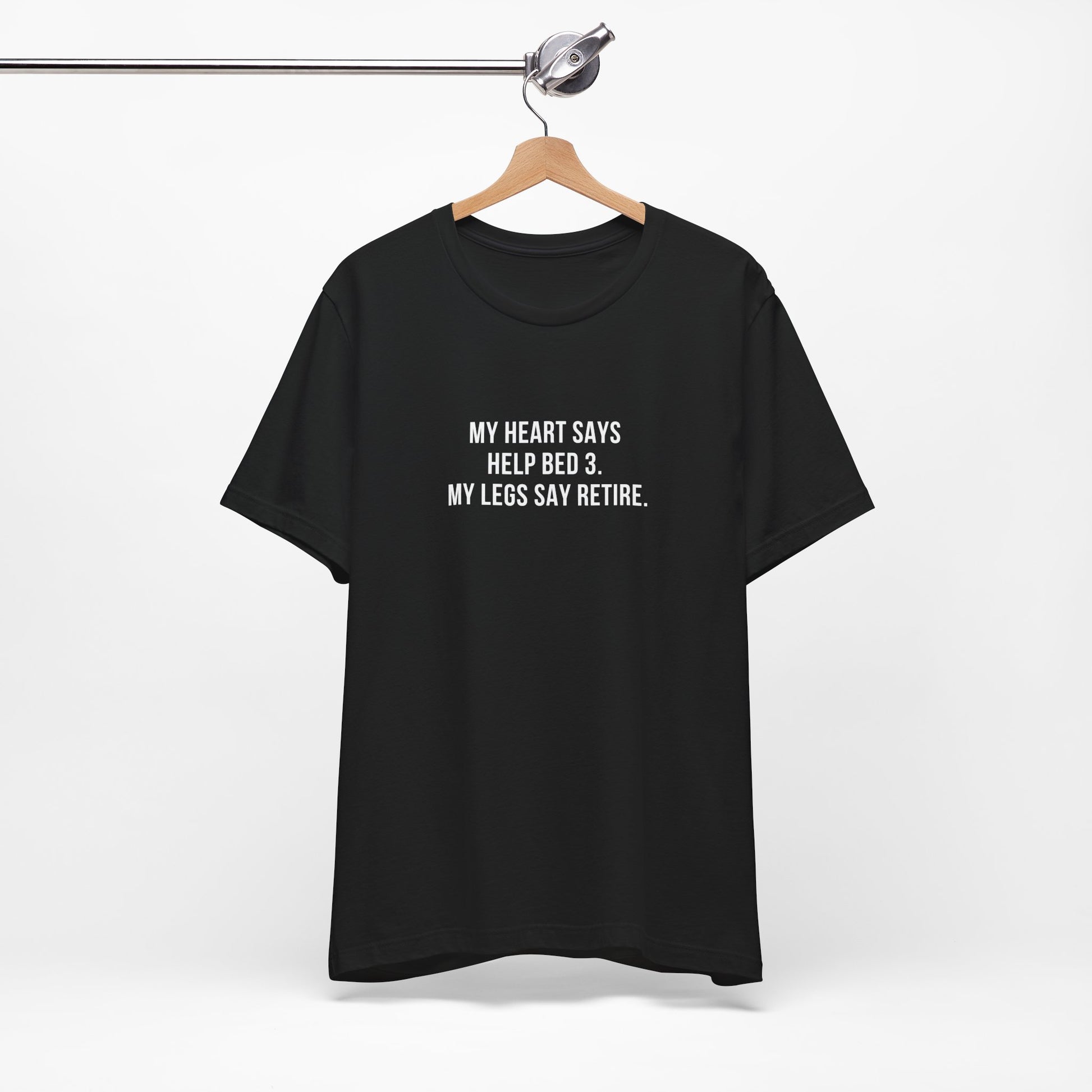 Black burnout nurse shirt on hanger with sarcastic PTO quote
