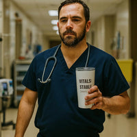 🧠 Vitals Stable. Sanity Pending. | White Nurse Tumbler 20oz